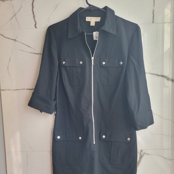 NWT Michael Kors Black Shift Collared Dress - Picture 1 of 5